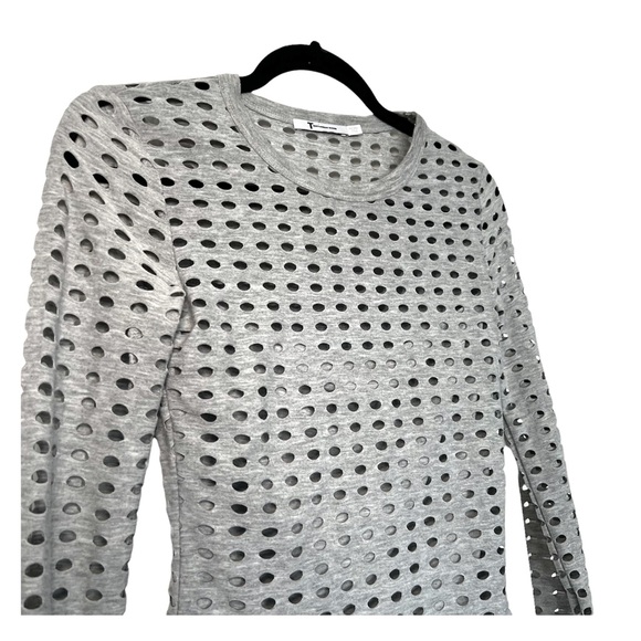 T by Alexander Wang | gray laser cut mesh top - Picture 3 of 5